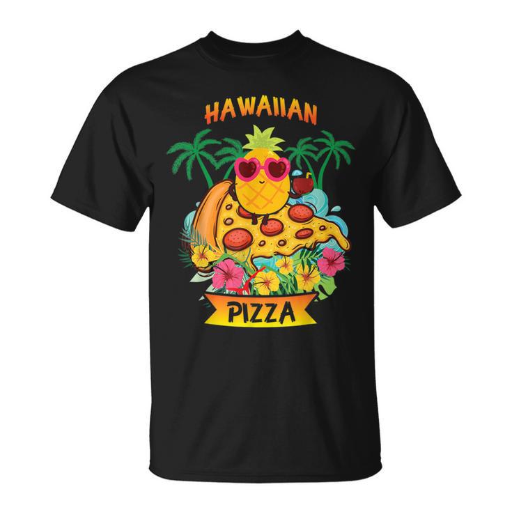 Hawaiian Pizza Pineapple Slice Surfing Summer Fun Tshirt