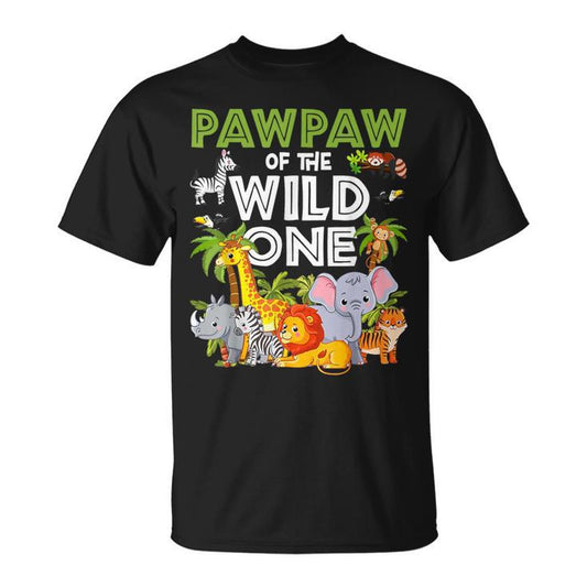 Pawpaw Of The Wild One Zoo Animal Fun Tshirt